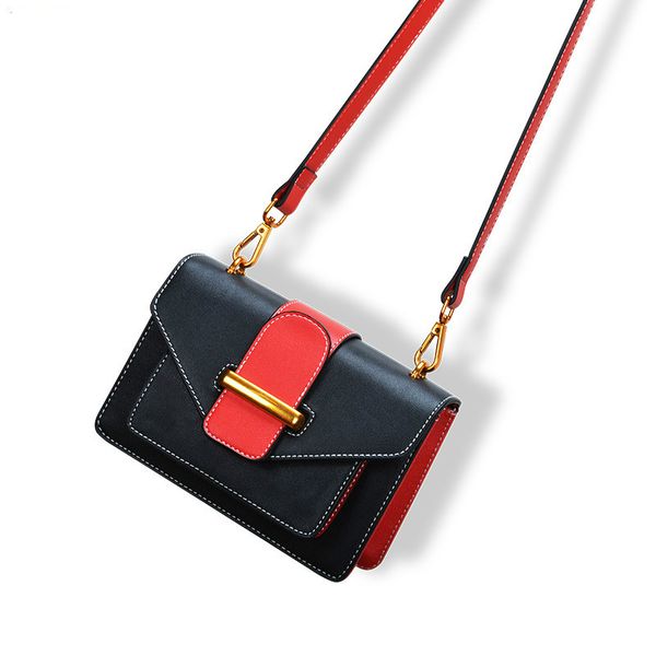 

black red concise shoulder bag chain mini flap crossbody bag handbag for women &girls fashion