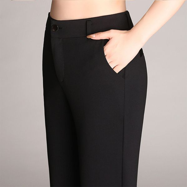 

new style spring clothing boot-cut trousers large size suit pants women's straight-cut high-waisted women's casual work bell-bot, Black;blue
