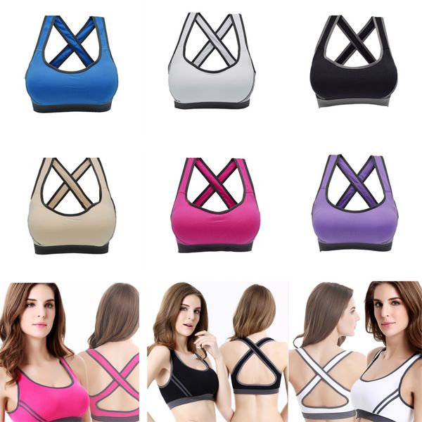 

beauty back cross sports bra professional running fitness yoga bra women sport gym athletic jogging vest biustonosz sportowy, White;black