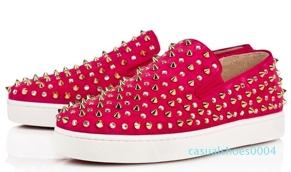 

red bottom sneakers casual mens womens low silver designer full spikes roller boat flats skateboard loafers design man woman shoe c04, Black