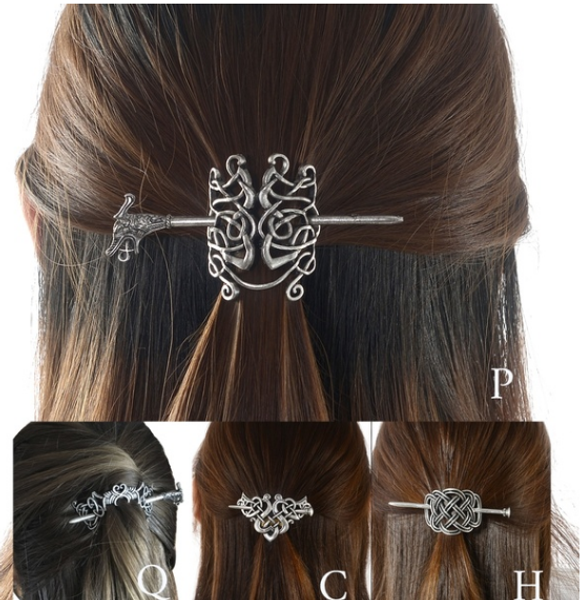 

vintage celtics knots viking runes crown hairpins hair clips stick slide accessories for women cetilcs hair jewelry, Golden;white