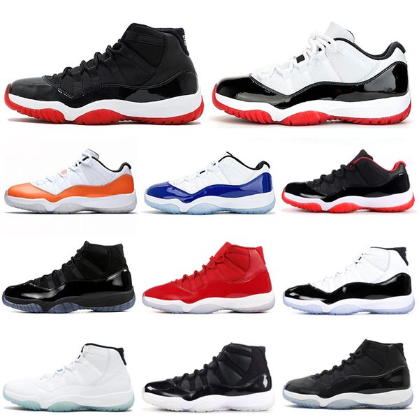 

metallic silver men women basketball shoes jumpman 11 bred 2019 11s space jam concord blue gamma blue mens trainers athletic sports sneakers, White;red