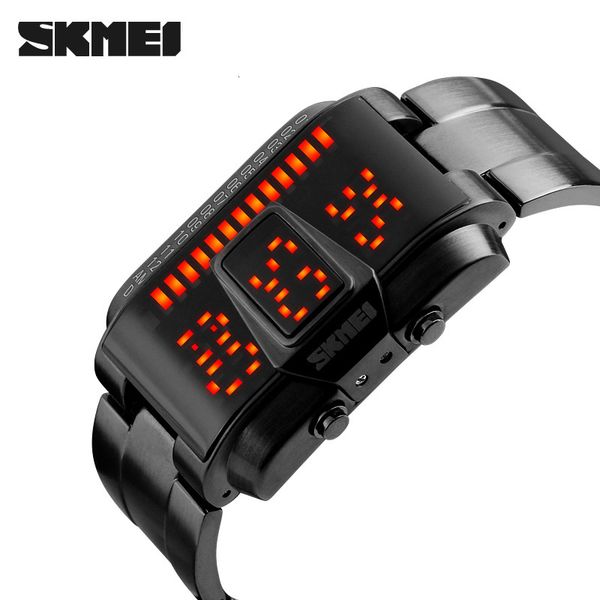 

new skmei sports clock led creative men's skmei fashion, luxury brand 5atm, digital waterproof bracelet watch, men's bracelet watc, Slivery;brown