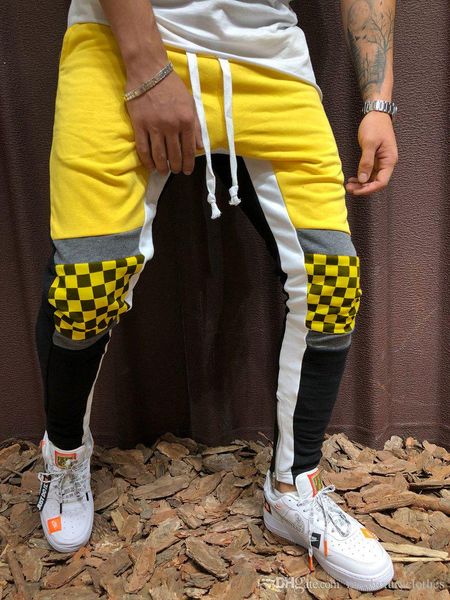 

новая мужская повседневная спортивные штаны фитнес hiphop карандаш брюки пледы цвета конструктор jogger pantalones для продажи, Black