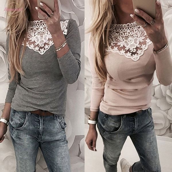 

2020 spring autumn women lace t shirt white red gray black party girls blusas fashion long sleeve shirt
