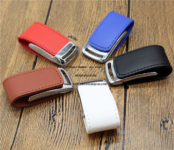 

emboss logo leather goods u disk 16gb black brown red colour leather shell usb flash drive 1/2/4/8/16/32/64/128gb pen drive press artwork