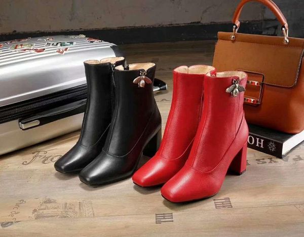 

fashion womens ankle boot rivets winter real leather platform ladies high heels casual shoes booties ing, Black