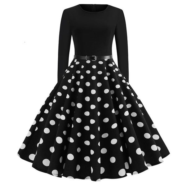 black and white polka dot dress long sleeve