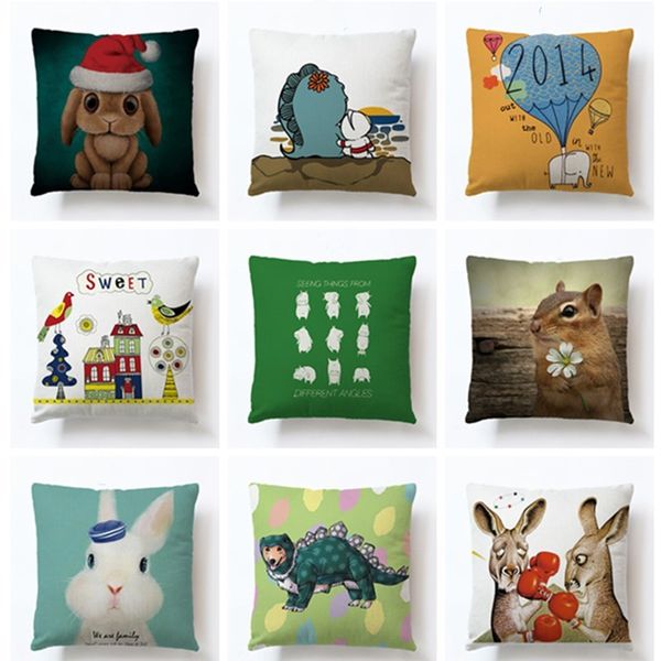 

38 styles cartoon pillow case animals pillow covers super soft short plush fabric waist pillow sofa cushion covers promotional gifts