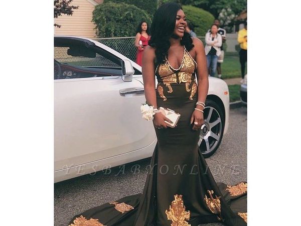 

hunter зеленый открыть назад русалка пром платья sexy глубокий v шеи африканский шнурок аппликации вечернее платье черная девочка формальное, Black