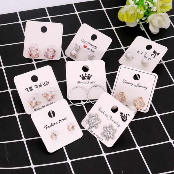 

100pc lot 4x4cm white color paper different de ign colorful earring ear tud card jewelry di play hang tag label printing