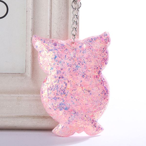 

2019 cute owl keychain for women bag car colorful sequins pompom key chain llaveros para mujer sleutelhanger jewelry, Silver