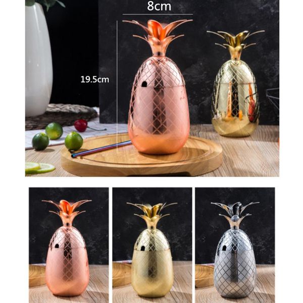 

17oz ананас из нержавеющей стали чашки коктейль для воды кружки чашки главная бар украшения кофе молоко московский мул кружки