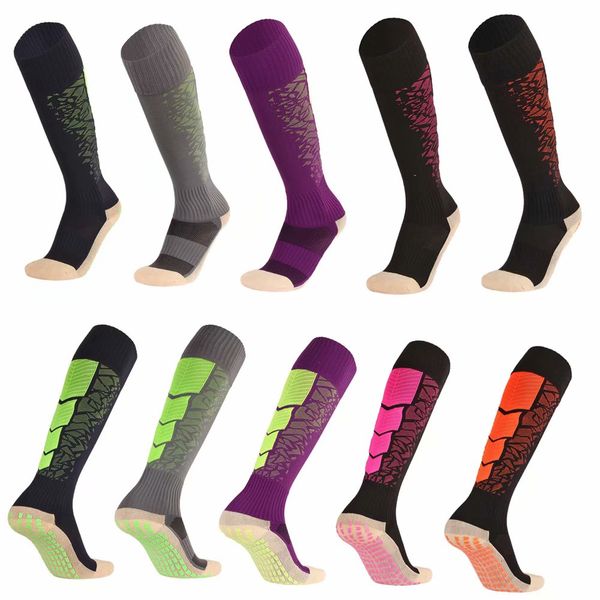 

2019 cycling jogging socks cotton long non-slip soccer socks sport football ankle leg shin guard compression protector for men, Black