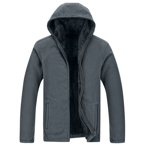 

men hooded thickened warm coat male velvet male sweatshirts coat zipper cardigan hoody casual wool winter clothing, Black