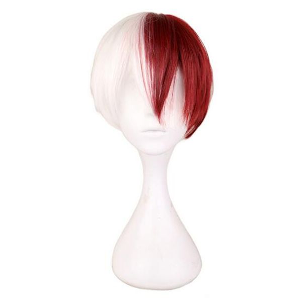 Men S Short Wig Men S Clothing Half White And Half Red 30 Cm