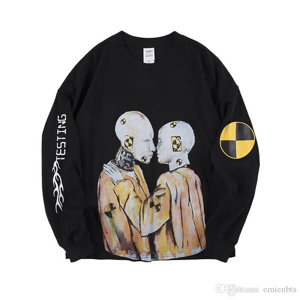 

asap rocky mens designer t shirts letter printed rap street style crew neck long sleeved loose tees mens fashion streetwear, White;black