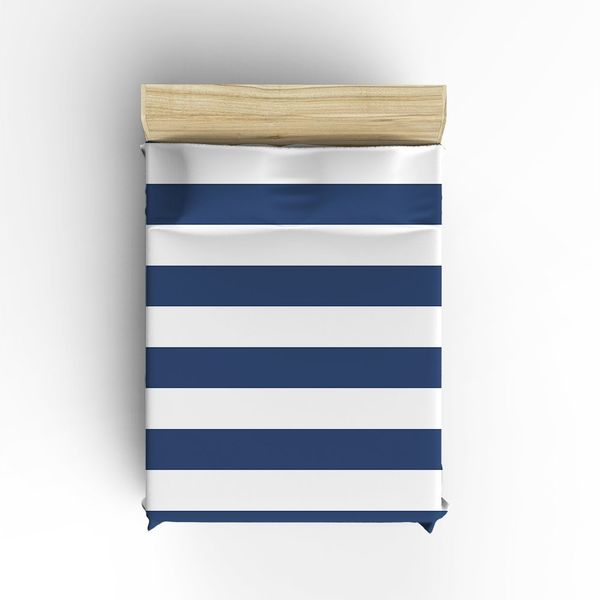 Twin Size Bedding Set Nautical Stripe Design Duvet Cover Set