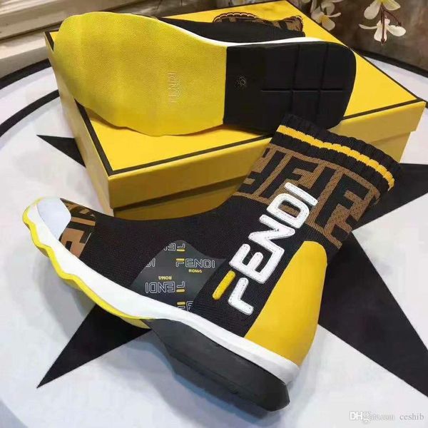 

2019 luxury women's sock boots speed trainer casual shoes evening party boot high ankle boots flat work boots with original box 35-45, Black