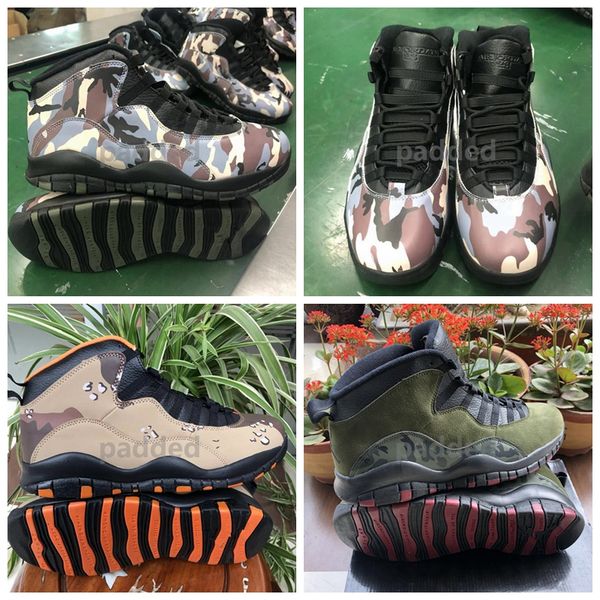 

новое прибытие 10 camo mens basketball обувь 10s desert duck green camos дизайнер спортивные кроссовки размер 7-13, White;red