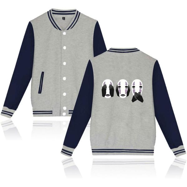 

spirited away fashion printed baseball jackets women/men long sleeve jacket 2020 casual streetwear clothes, Black;brown