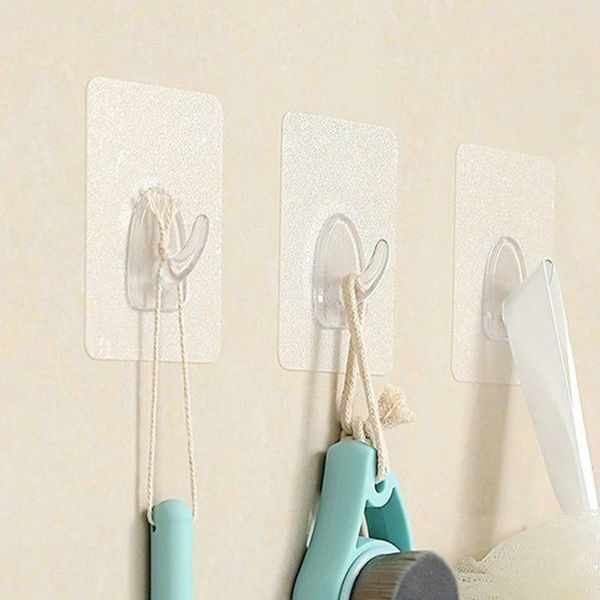 

2w#2-10pcs anti-skid hooks reusable transparent traceless wall hanging hooks home organizer rack 2019