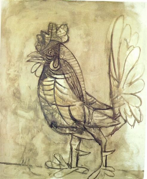 

pablo picasso classical oil painting a rooster hen 100% handmade by experienced painter on white canvas picasso024