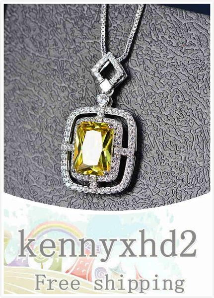 

new square color aaa zircon pendant full of diamond luxury 2020 necklace temperament and versatile sweater chain, Silver