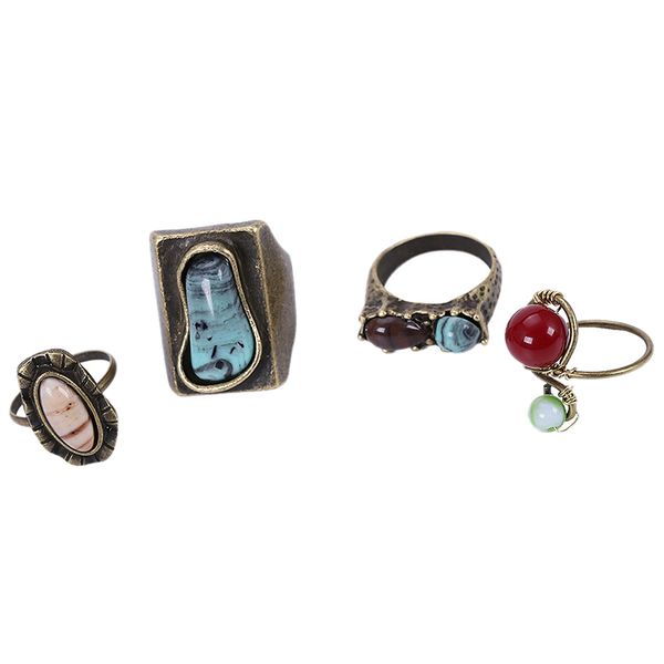 

rings sets for women crystal metal finger accessories summer spring colorful beach jewelry boho ethnic #2, Golden;silver