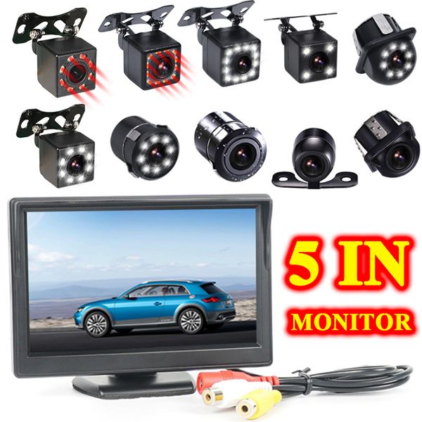 

gspscn car rear view camera reversing parking system kit 5" inch tft lcd rearview monitor waterproof night vision backup camera