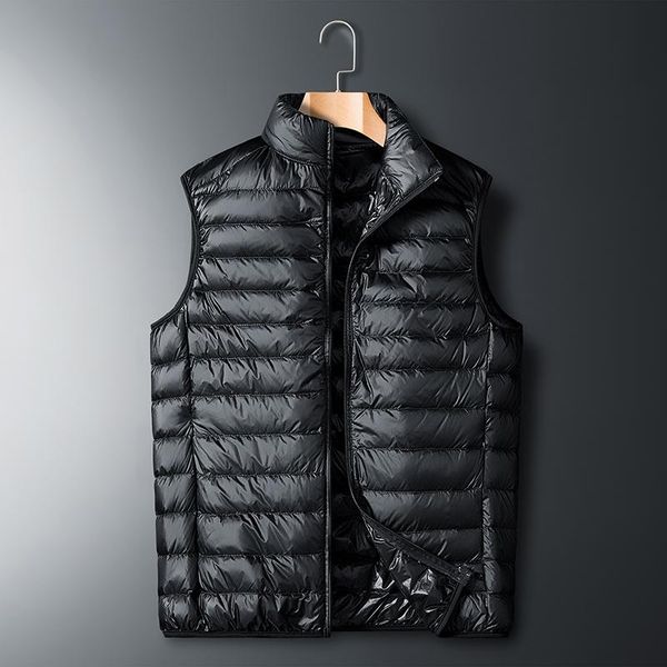 

2019 new men's winter vest coat warm waistcoat ultralight sleeveless vest men gilet jacket222v, Black