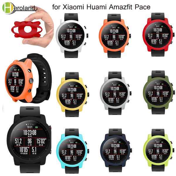 

smart watch protector case slim colorful silicone full frame cover protective shell for huami amazfit stratos smart watch 2/2s, Black;brown