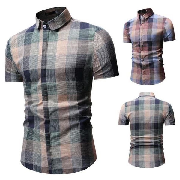 

men's casual shirts fashion delicate design multi-function patchwork plaid men slim fit retro button leisure workwear, White;black