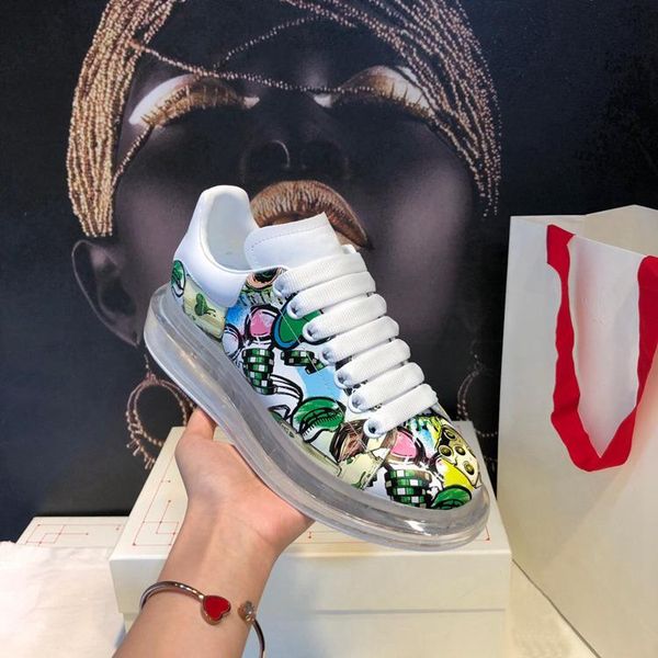 

r shoes upgraded edition explosive thick-soled sports shoes high transparent rubber vacuum cushion crystal bottom fashion lei, Black