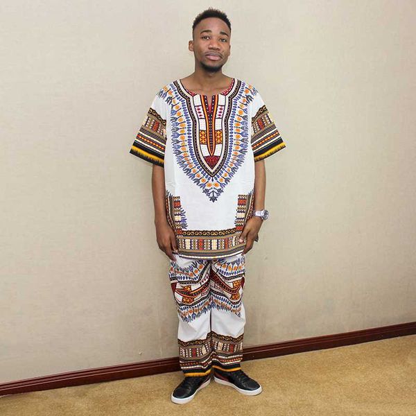 

dashiki african blouse set set shirt & pant tribal clothing, Red