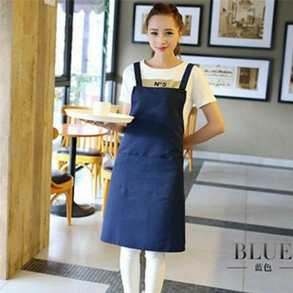 

apron kitchen work garden doble sided two pocket cover smock pinafore