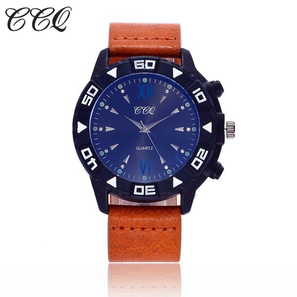 

ccq часы мужчины кварцевые аналоговые часы кожаный ремешок часы человек спортивные часы army relogios masculino c110, Slivery;brown