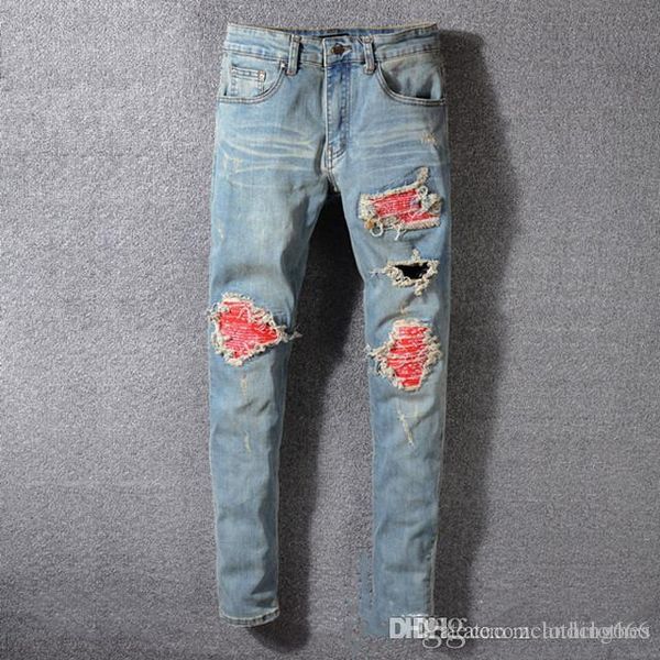 

2020 lurxry designer jeans mens slim ripped distressed zipper jeans fashion brand mens hip hop street style hole brand jeans, Blue