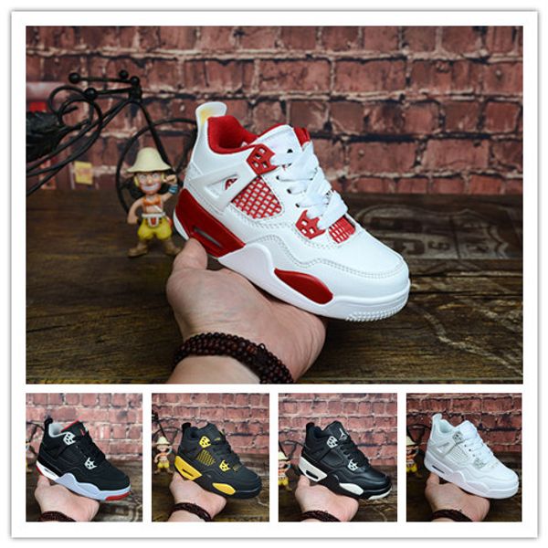 

kids 4 bred cactus jack pure chicago youth basketball shoes 4s children boy girls white alternate 89 black sneakers toddlers birthday gift