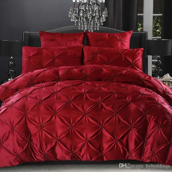 European Solid Bedding Set Ruffle Duvet Cover Red Black White