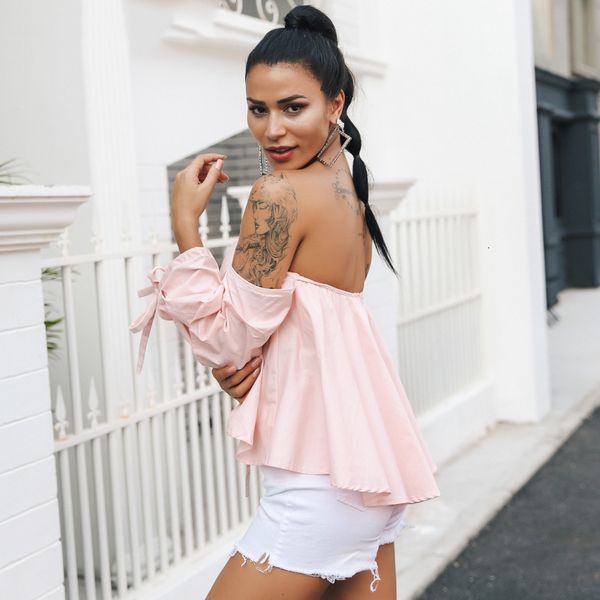 

блуза женская одежда sexy plaid с плеча ruched блузка рубашка женщины полосатый backless тонкий элегантный tops бич блуза blusas женщины, White