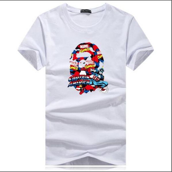 

a1 men's women'short-sleeved cotton summer printing pattern loose version of the upper body super handsome fashion trend men, White