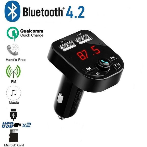 

car kit handswireless bluetooth fm transmitter lcd mp3 player usb charger 2.1a car accessories handsfree