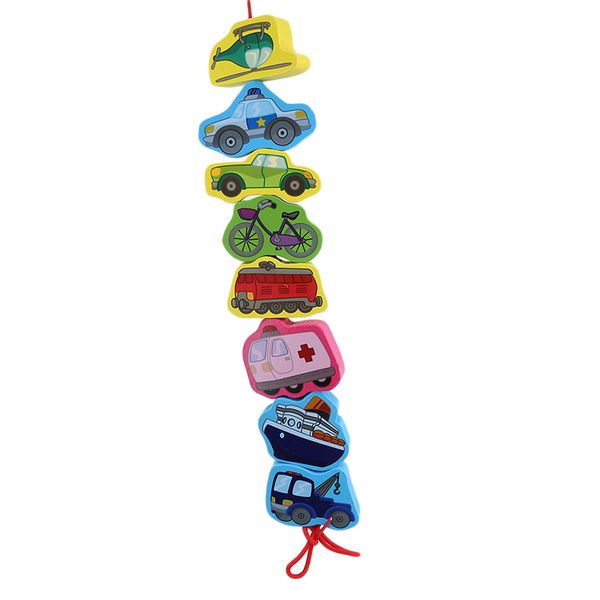 

new diy toy cartoon fruit animal stringing threading wooden toys baby wooden beads toy educational for children