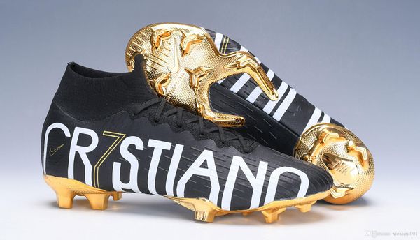 

original cr7 children soccer cleats mercurial superfly vi 360 elite neymar ronaldo fg cr7 kids soccer shoes ronaldo womens football boots, Black