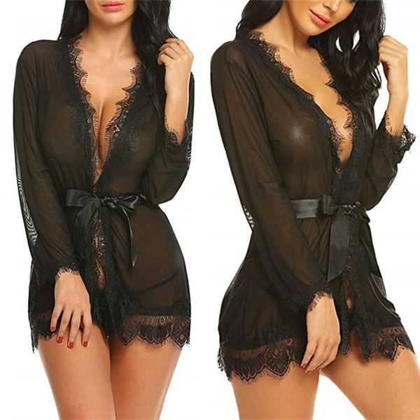 

plus size 2xl lingerie women porno sleepwear lace underwear babydoll erotic transparent dress dj016, Black;red