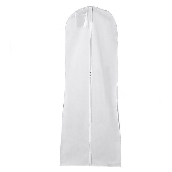 

1.8 m breathable dust cover garment with storage bag hang pouch bridal wedding dress white extra large