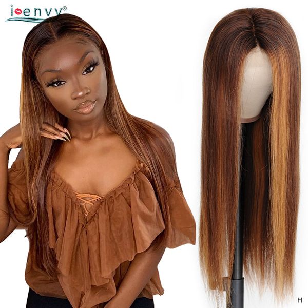 

highlight lace front human hair wigs 13x4 brown lace wig straight pre plucked 180% brazilian remy colored blonde front wig, Black;brown
