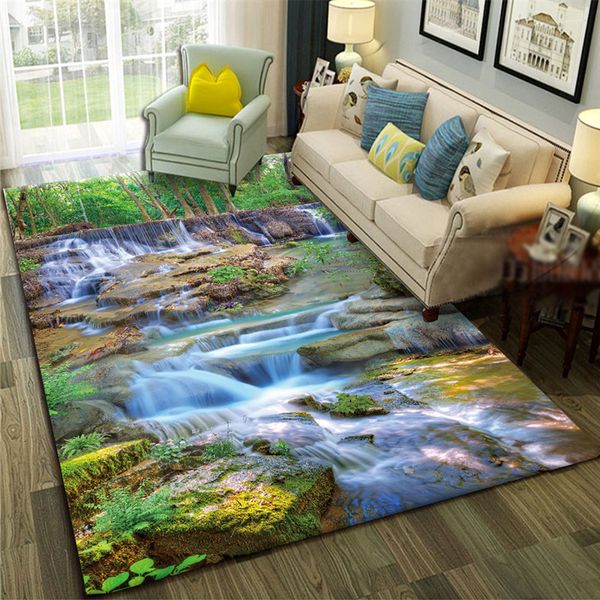 

3d natural landscape carpet nordic modern rectangle decor carpets living room bedroom bathroom rug home yoga 3d fish blanket mat