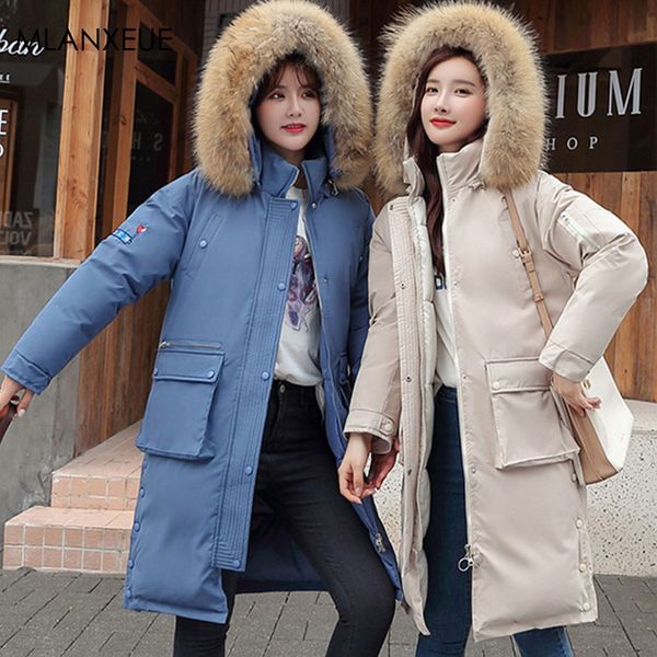 

casual hooded long parkas coat women winter vintage pocket thicken coat ladies plus size cotton coats female korean office parka, Tan;black